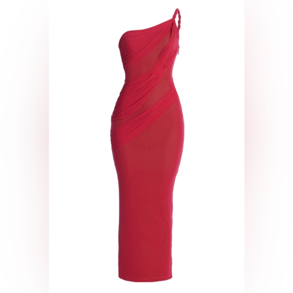 Pink alari one shoulder maxi dress